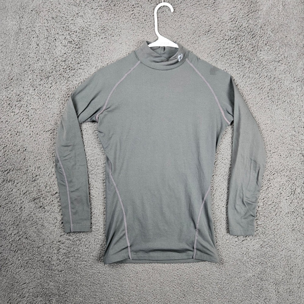 Tesla Mens Mock Neck Compression Base Layer Shirt Gray Long Sleeve Small